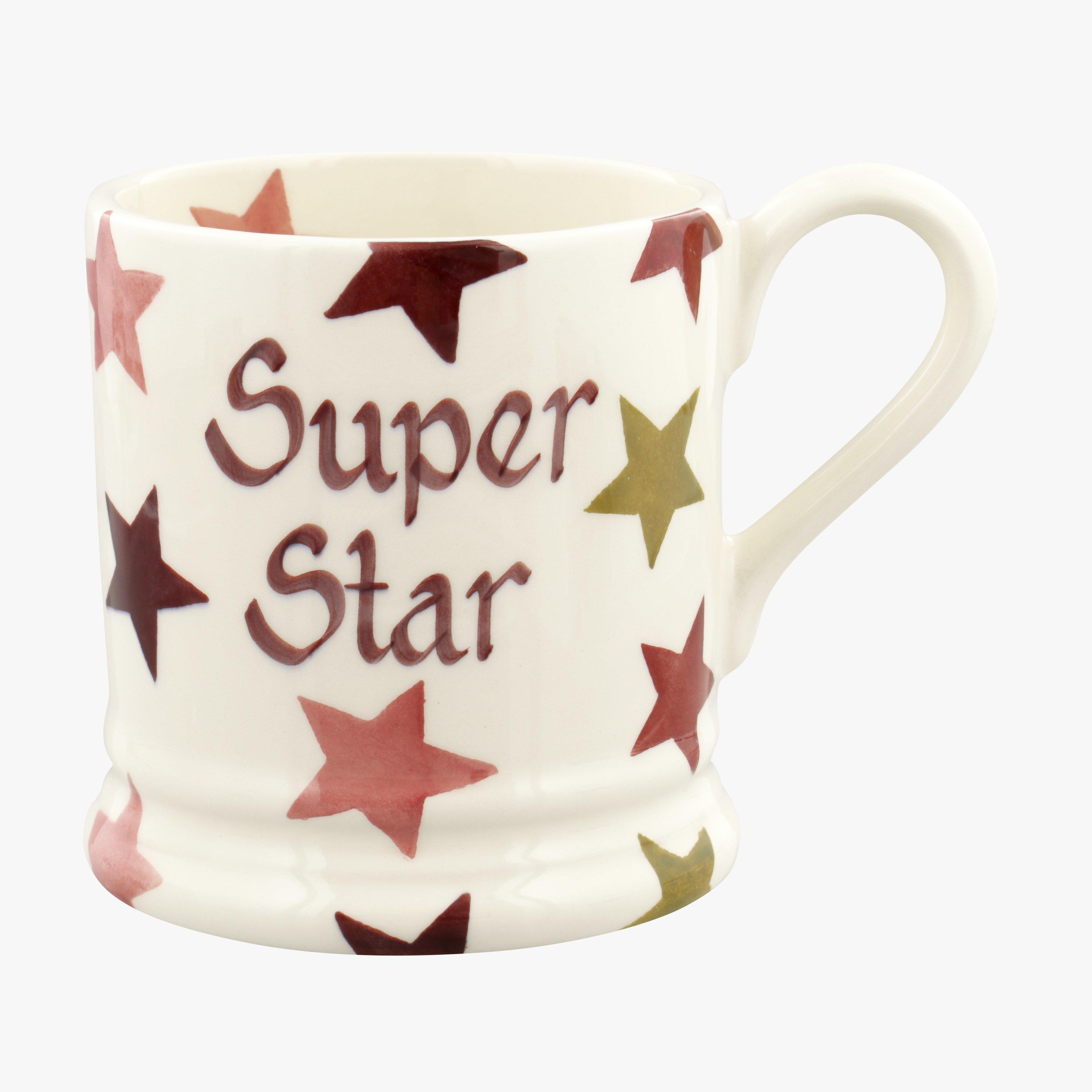 Emma Bridgewater  Personalised Pink & Gold Stars 1/2 Pint Mug  - Customise Your Own Pottery Earthenware