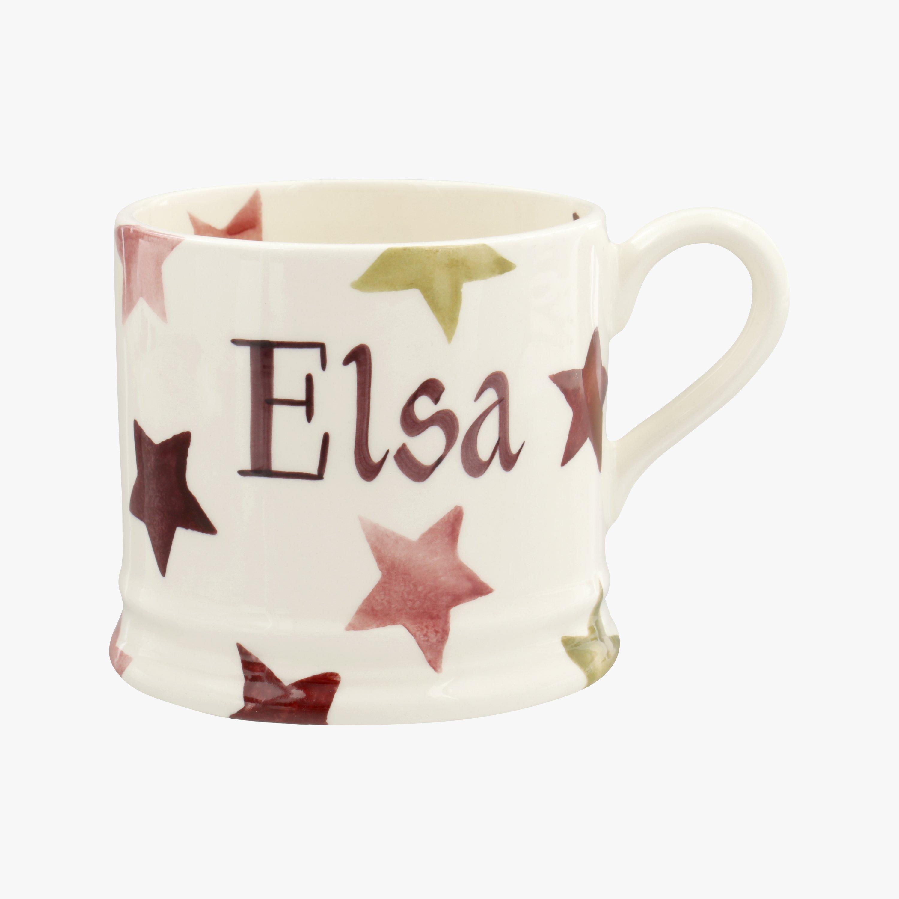 Emma Bridgewater  Personalised Pink & Gold Stars Small Mug  - Customise Your Own Pottery Earthenware