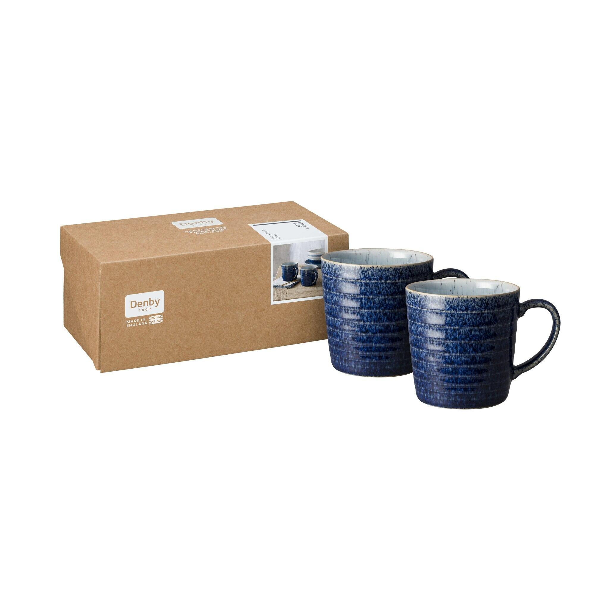 Studio Blue Cobalt/Pebble Set Of 2 Ridged Mugs