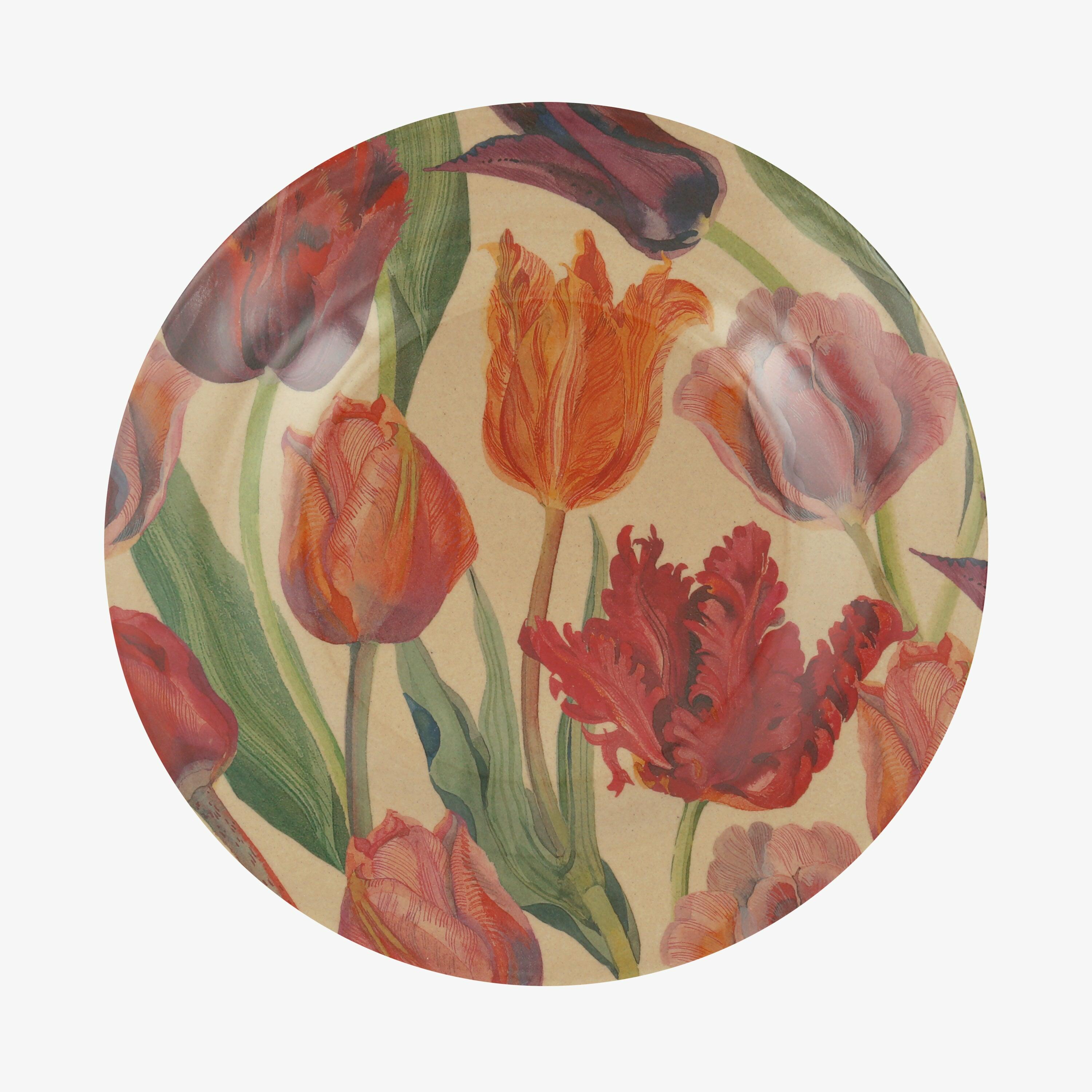 Tulips Rice Husk Plate - Unique Handmade & Handpainted English Earthenware British-Made Pottery Plates  | Emma Bridgewater