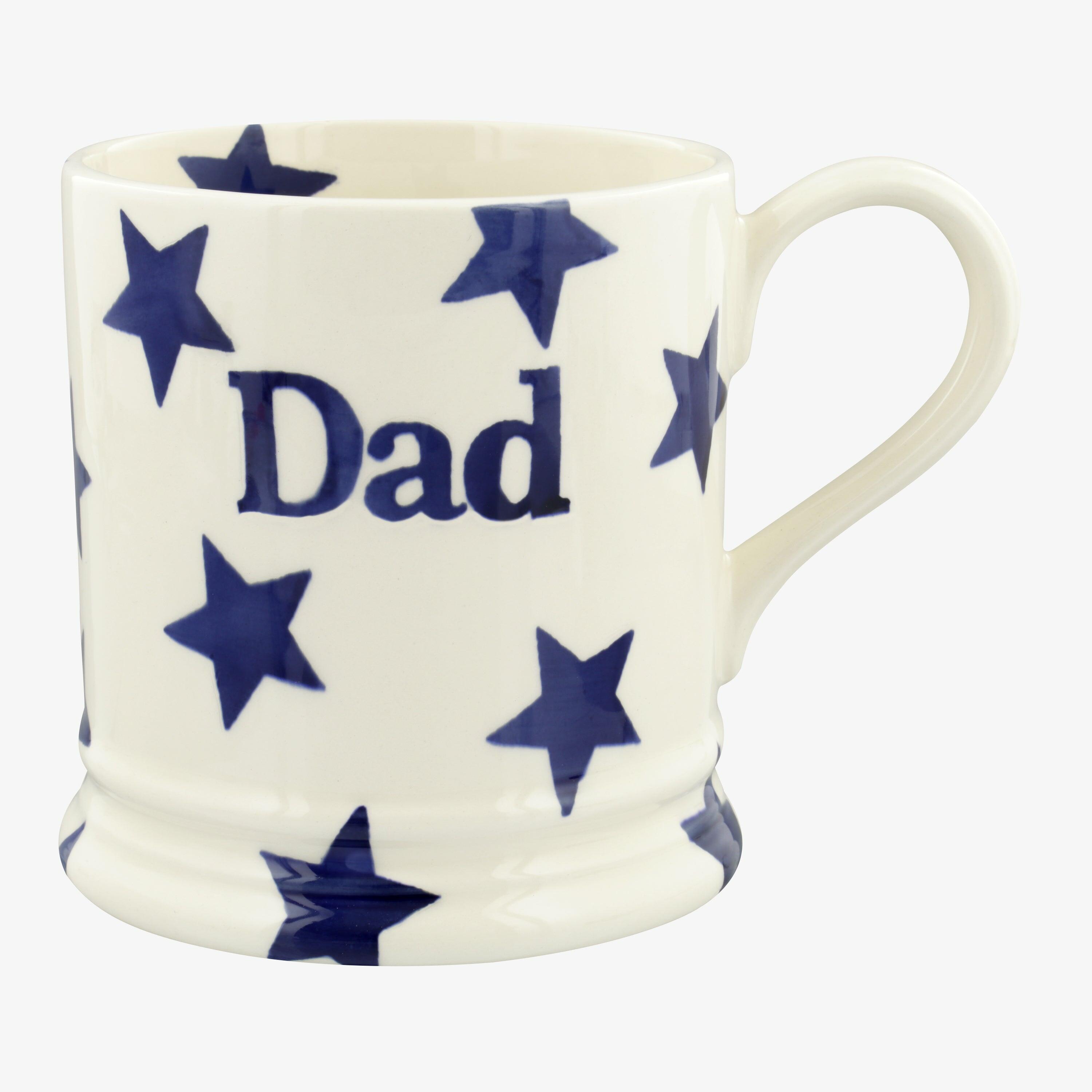 Emma Bridgewater  Seconds Blue Star Dad 1 Pint Mug - Unique Handmade & Handpainted English Earthenware Tea/Coffee Mug
