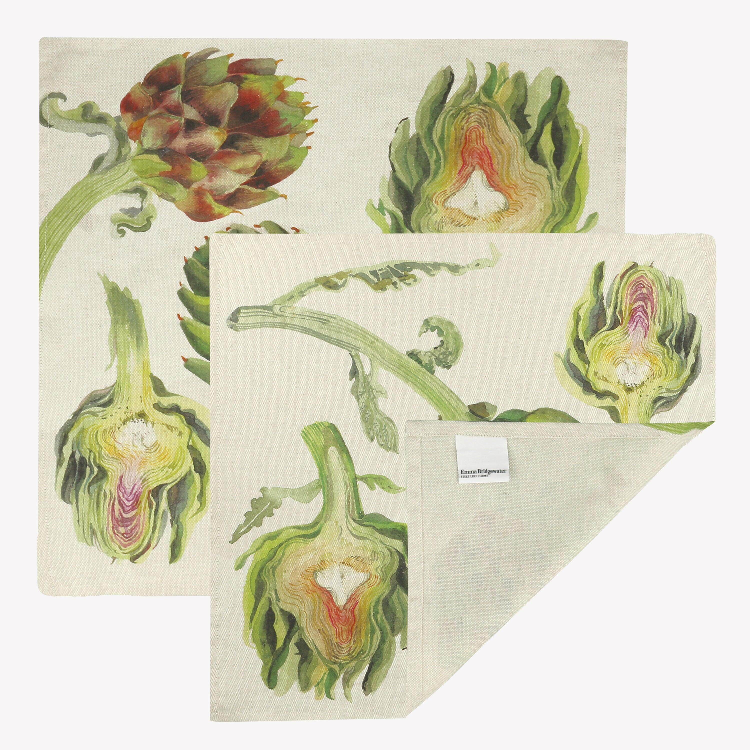 Artichokes Set of 2 Linen Blend Napkins  | Emma Bridgewater