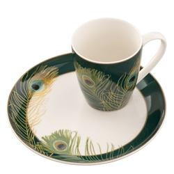 Peacock Feather Mug & Tray Set