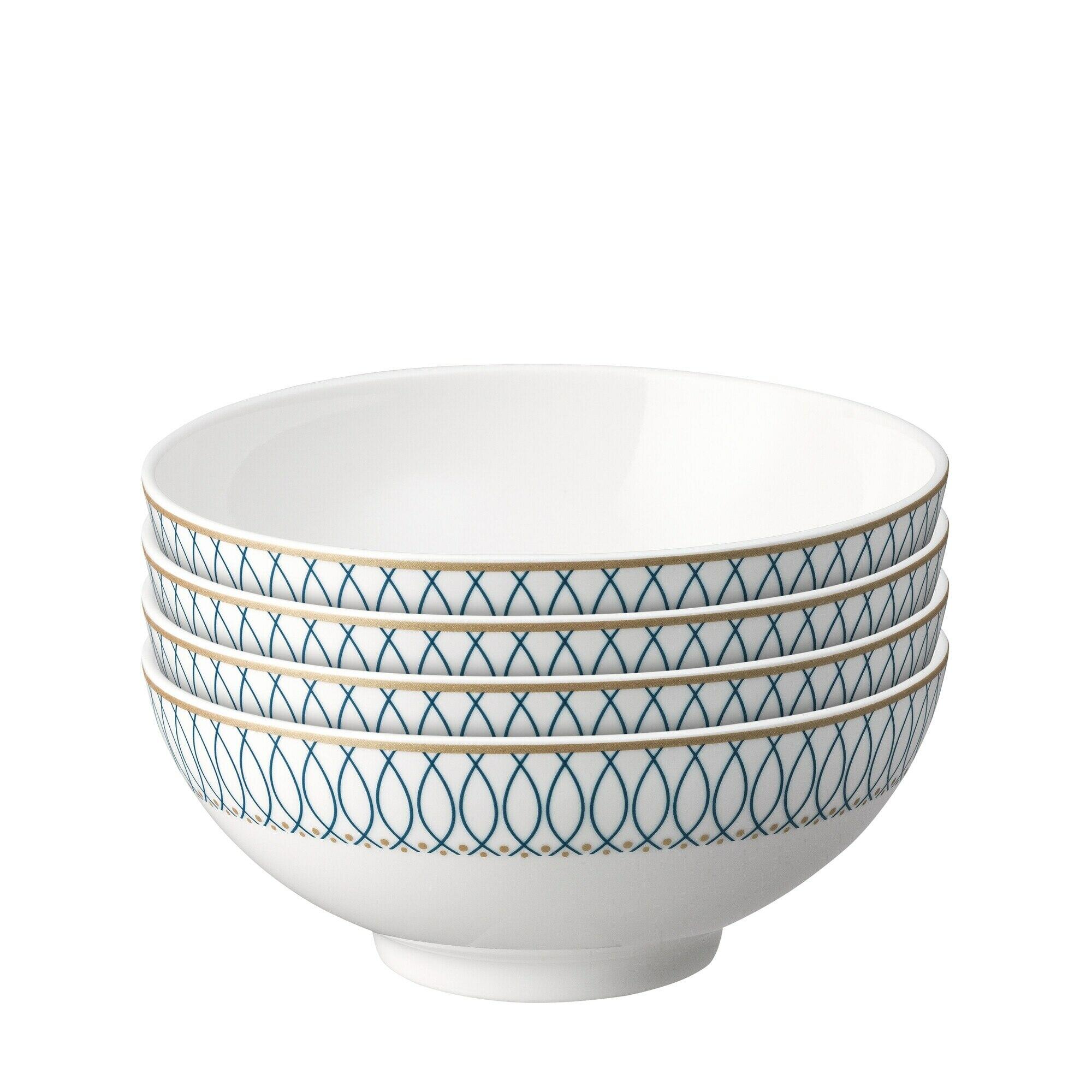 Porcelain Modern Deco Set Of 4 Cereal Bowls