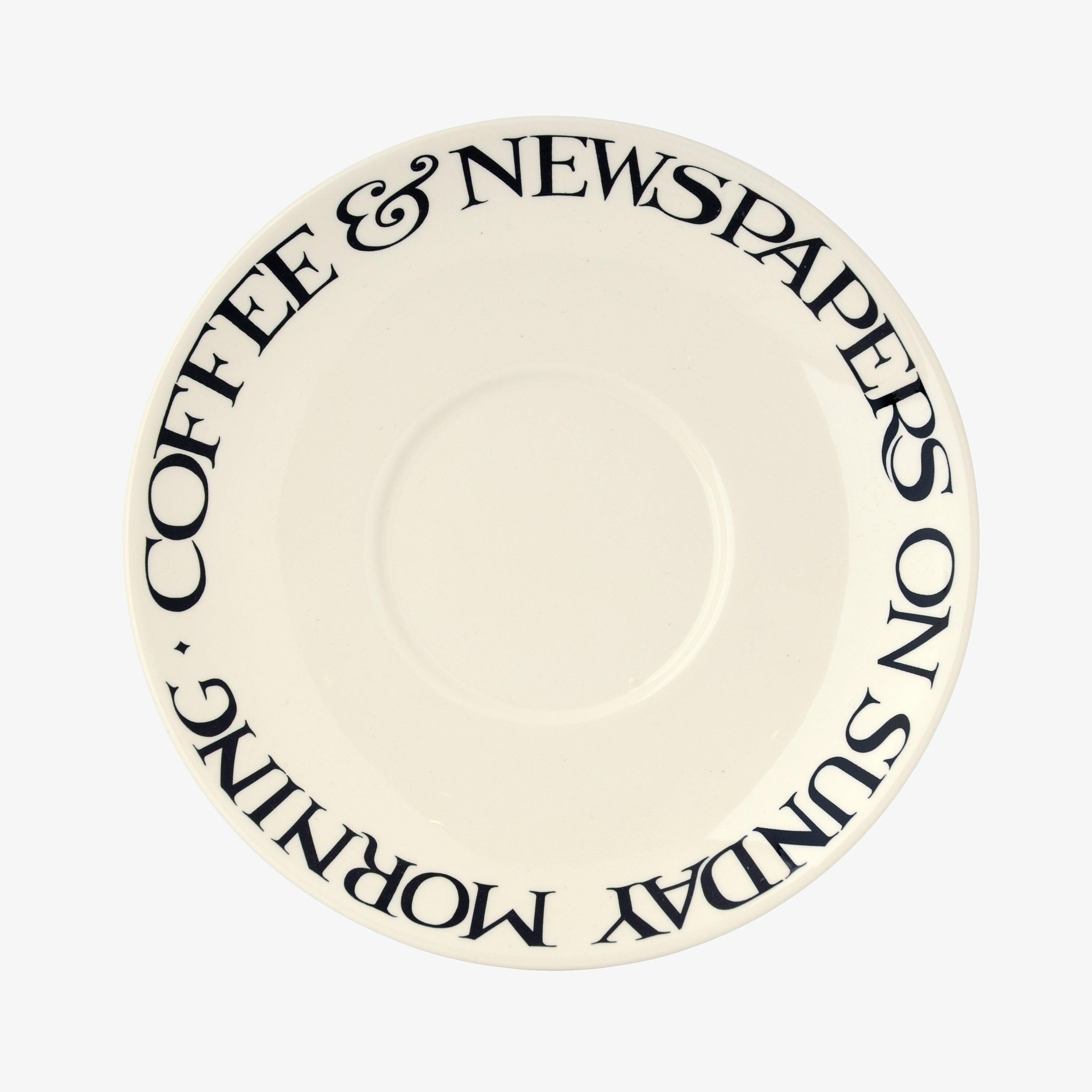 Seconds Black Toast Large Tea Saucer Earthenware  | Emma Bridgewater
