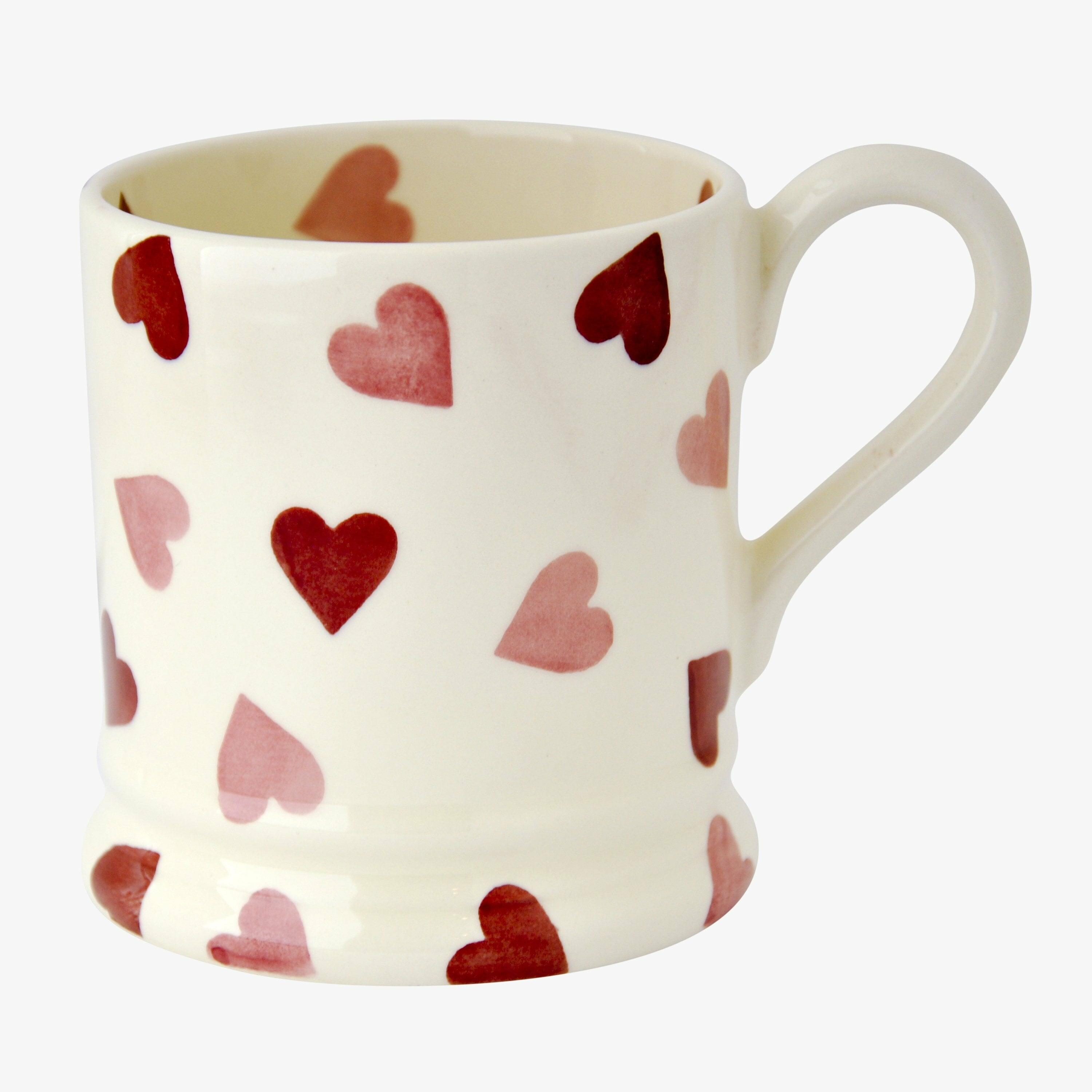 Emma Bridgewater  Seconds Pink Hearts 1/2 Pint Mug - Unique Handmade & Handpainted English Earthenware Tea/Coffee Mug