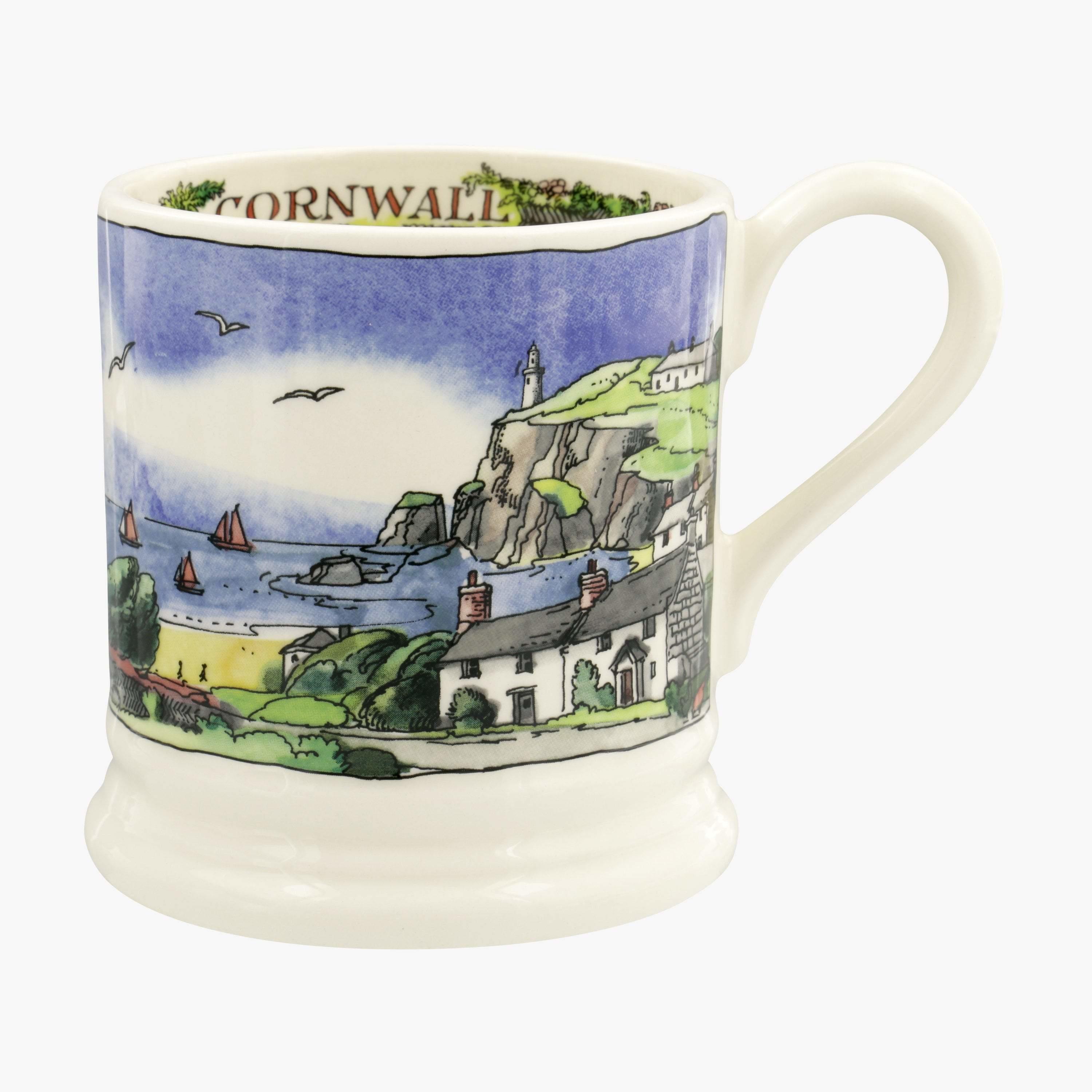 Emma Bridgewater  Seconds Landscapes Of Dreams Cornish Beaches 1/2 Pint Mug - Unique Handmade & Handpainted English Earthenware Tea/Coffee Mug