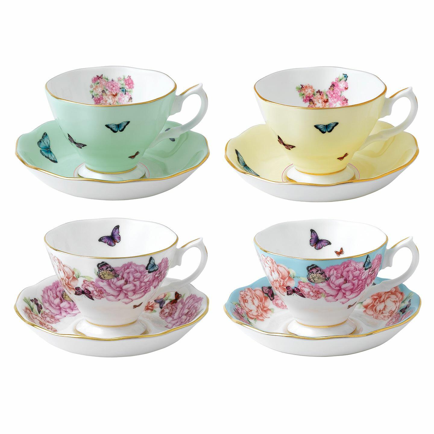Royal Albert Miranda Kerr Teacups and Saucer, Set of 4