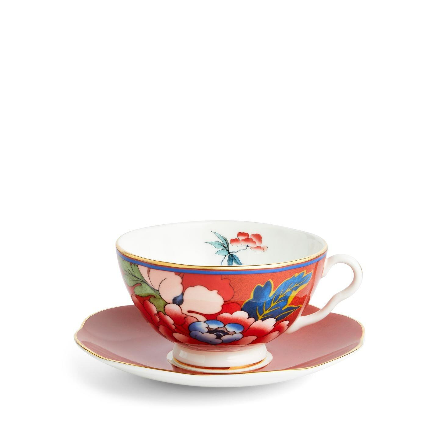 Wedgwood Paeonia Blush Red Teacup and Saucer