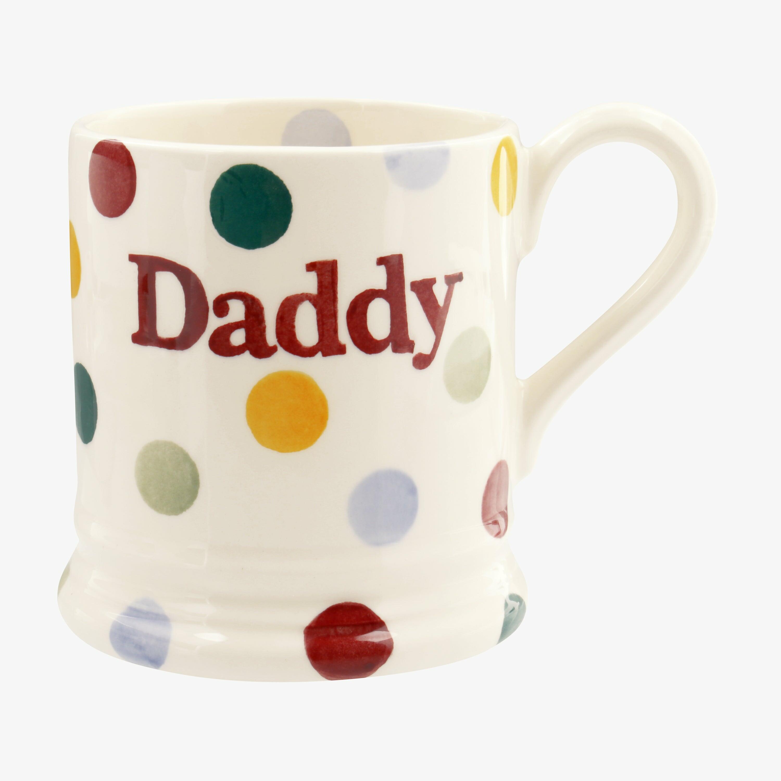 Emma Bridgewater  Polka Dot 'Daddy' 1/2 Pint Mug - Unique Handmade & Handpainted English Earthenware Tea/Coffee Mug