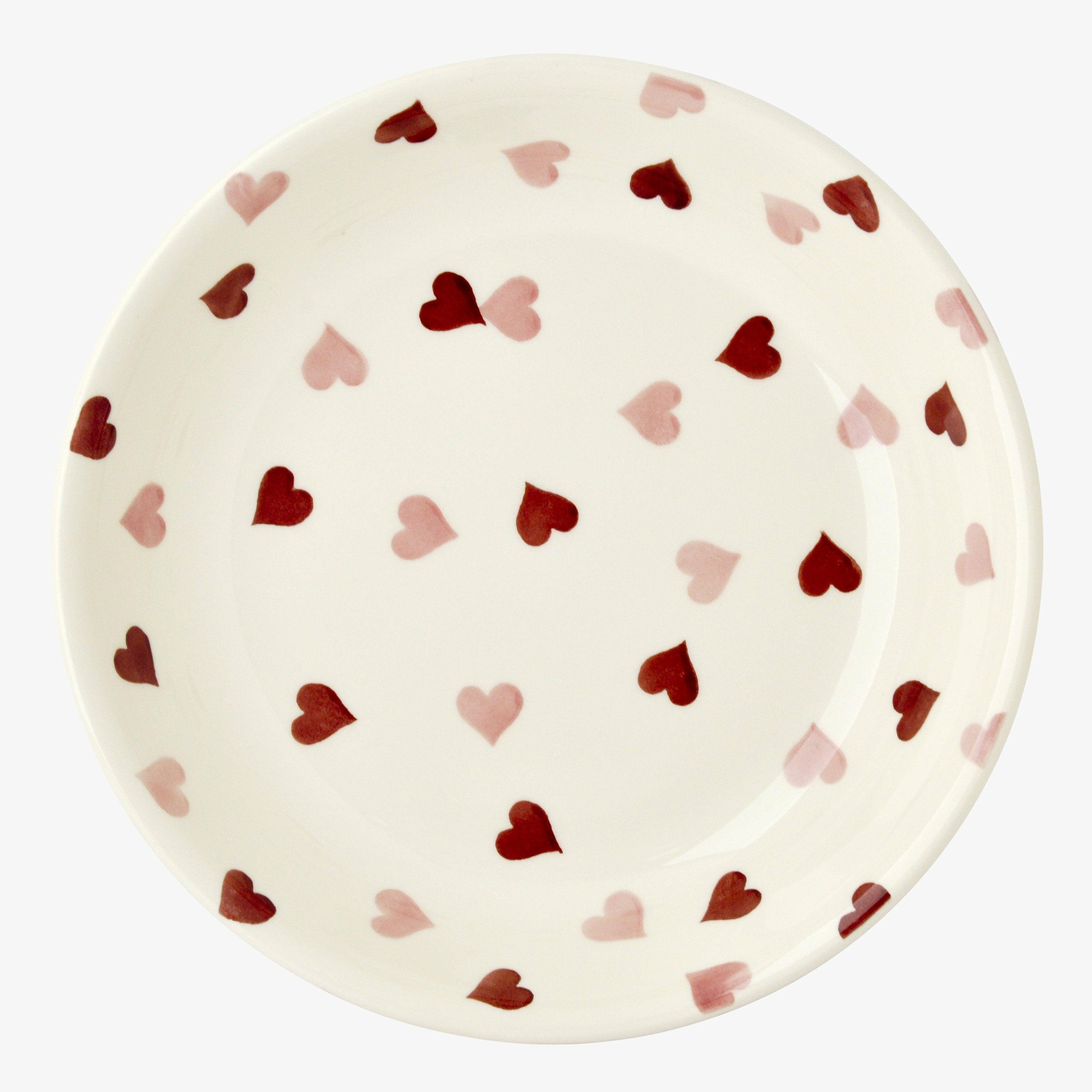 Emma Bridgewater  Seconds Pink Hearts Medium Pasta Bowl - Unique Handmade & Handpainted English Earthenware Decorative Plates