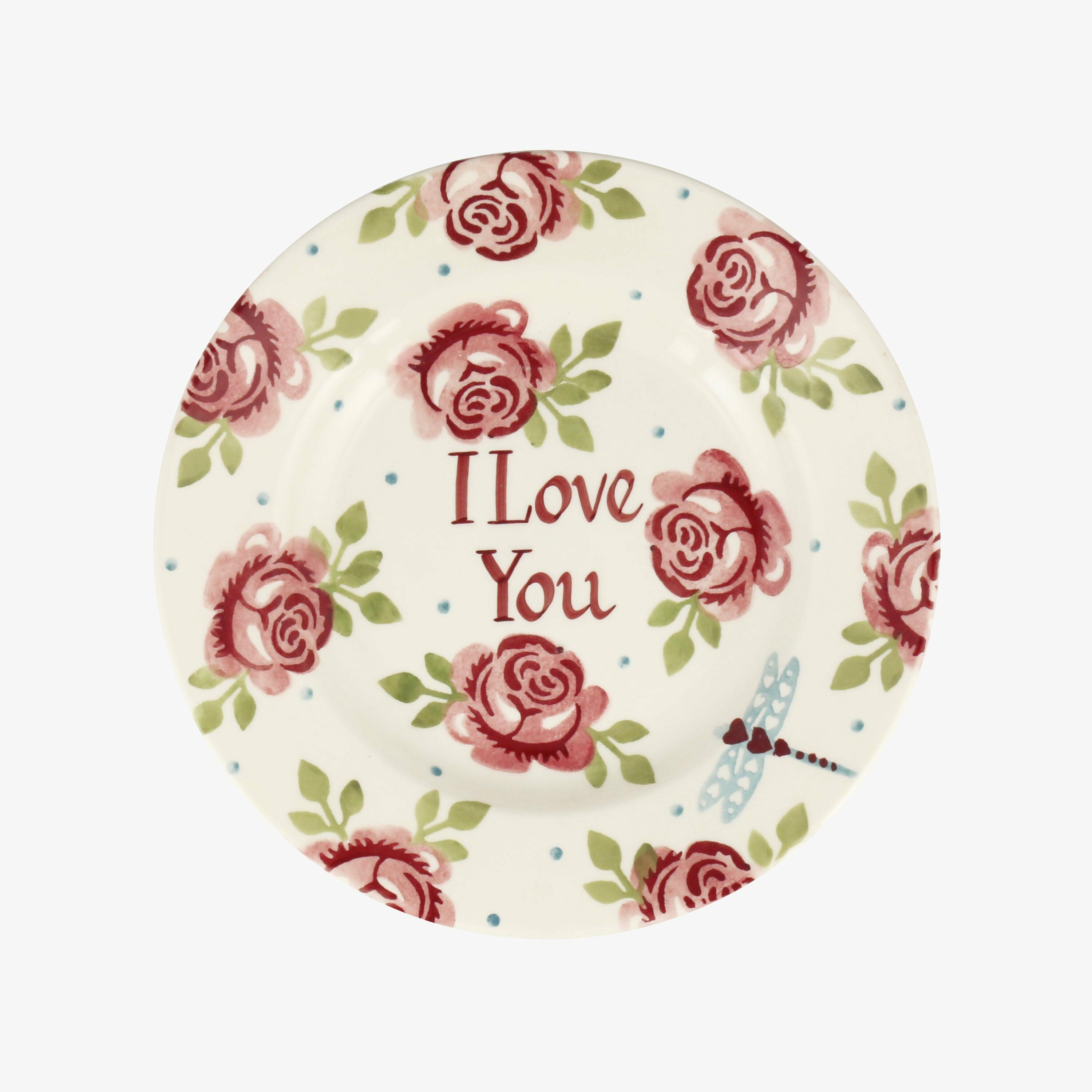 Personalised Pink Roses 8 1/2 Inch Plate  - Customise Your Own Pottery Earthenware  | Emma Bridgewater