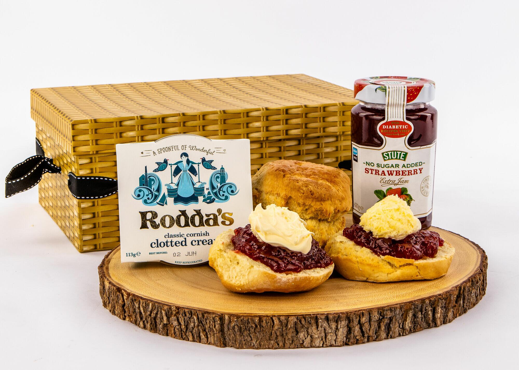 Low Sugar Cream Tea for Two Hamper - Afternoon Tea Delivery - Printed Box