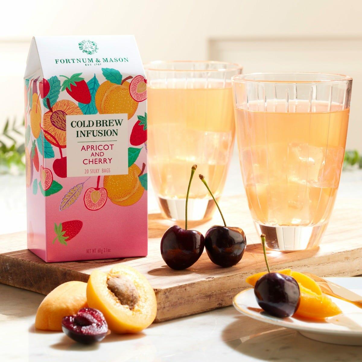 Apricot & Cherry Cold Brew Infusion, 20 Silky Tea Bags, 60g, Fortnum & Mason