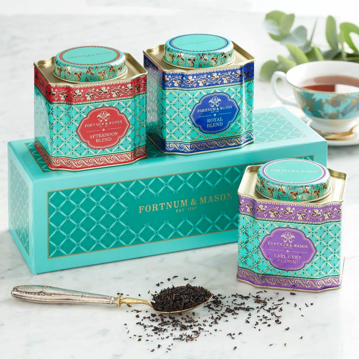 Decorative Caddy Loose Leaf Tea Selection, 3 x 125g, Fortnum & Mason