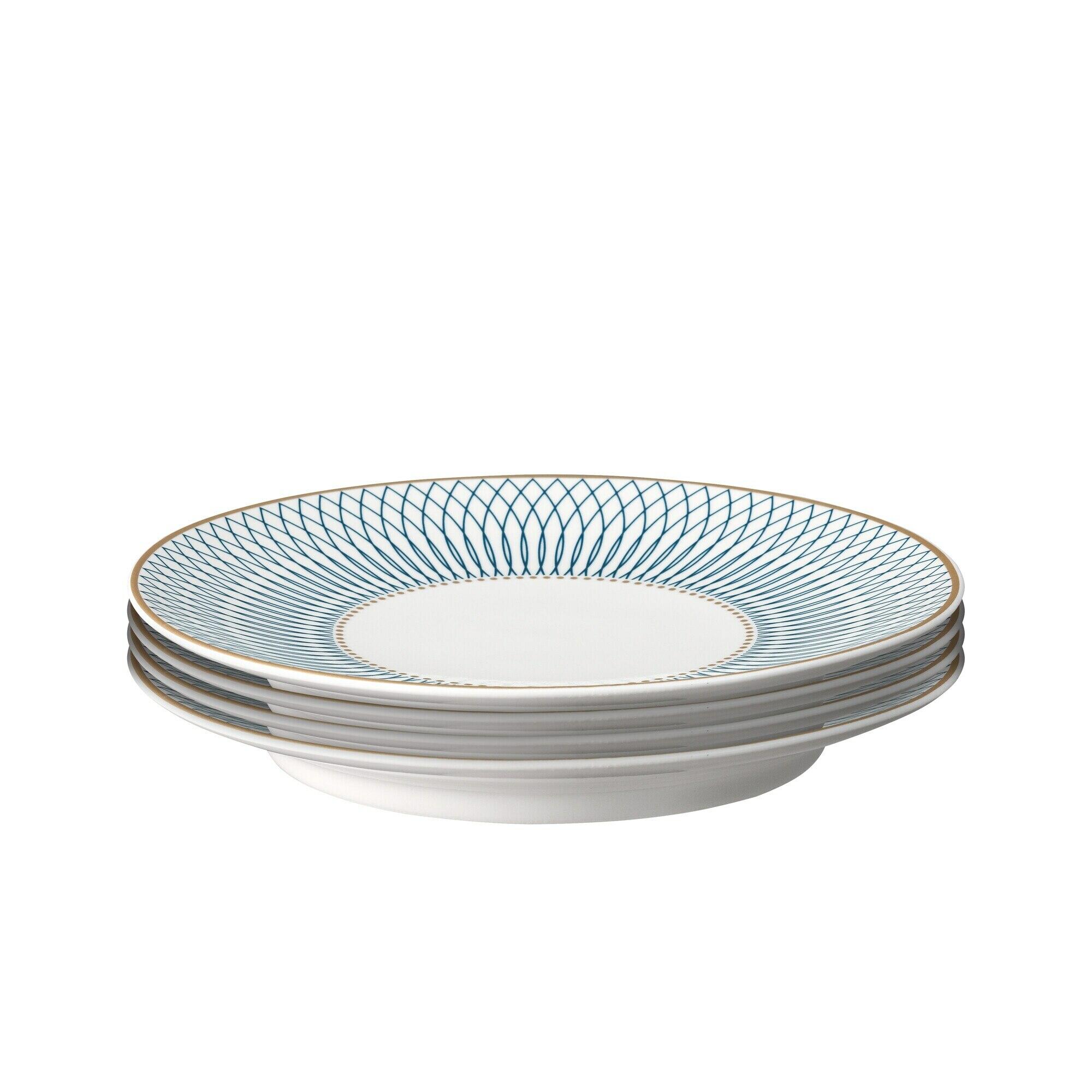 Porcelain Modern Deco Set Of 4 Medium Plates
