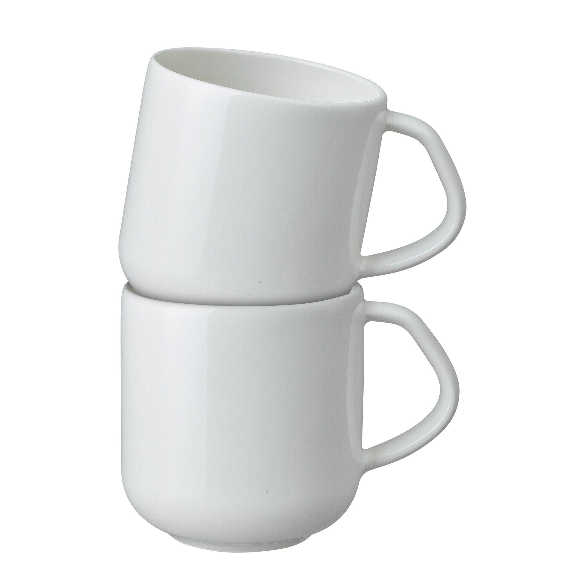 Porcelain Classic White Set Of 2 Large Mugs