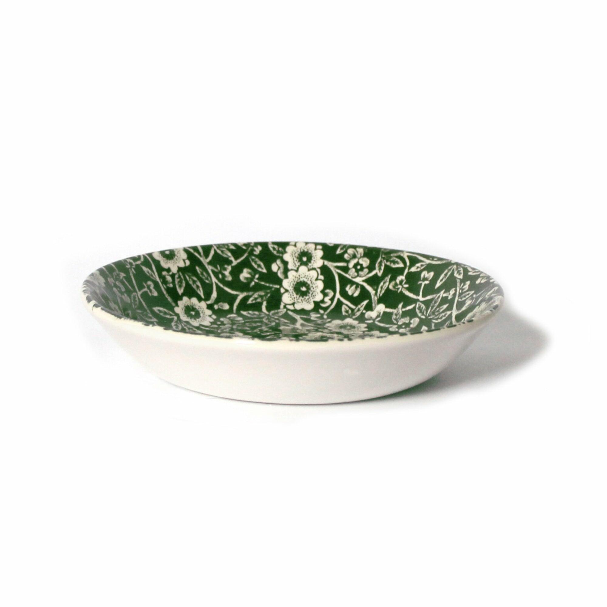 Dark Green Calico Butter Pat Dish 12cm/4.75" Seconds