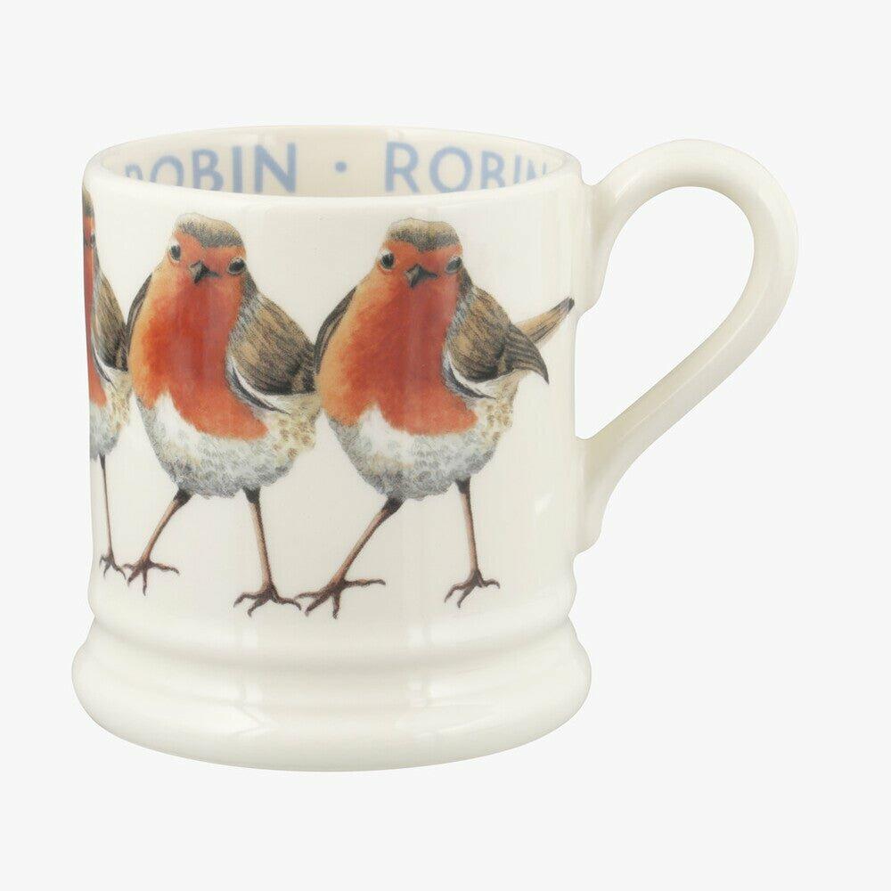 Emma Bridgewater  Seconds Birds Robin 1/2 Pint Mug - Unique Handmade & Handpainted English Earthenware Tea/Coffee Mug