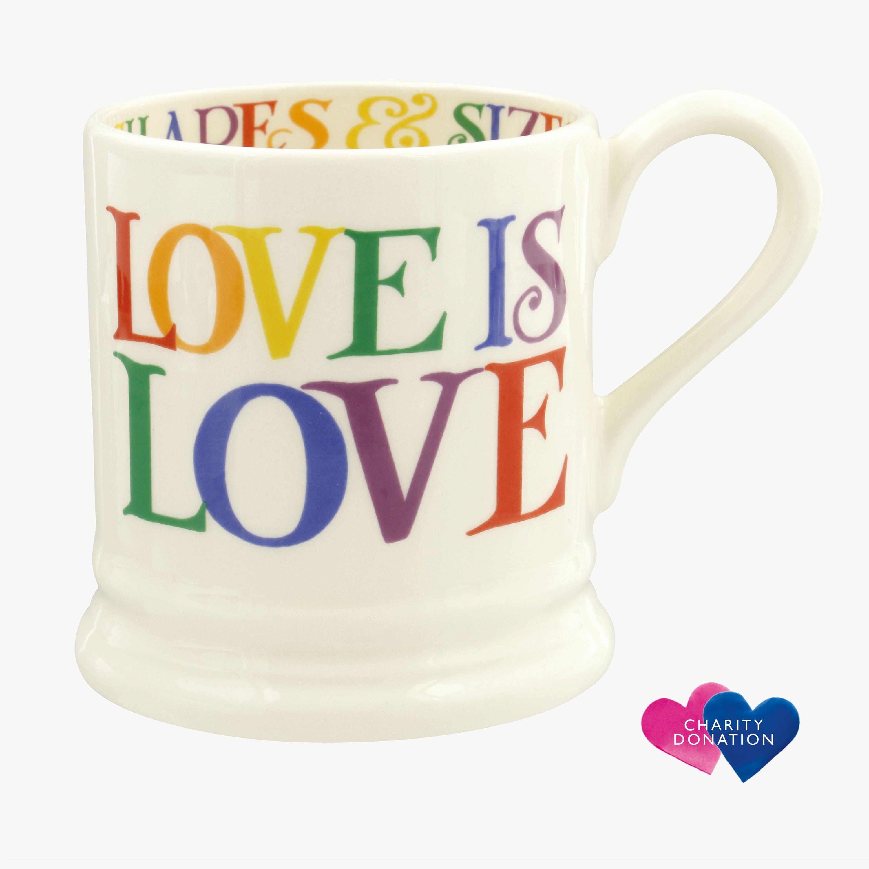 Rainbow Toast Love is Love 1/2 Pint Mug - Unique Handmade & Handpainted English Earthenware Tea/Coffee Mug  | Emma Bridgewater