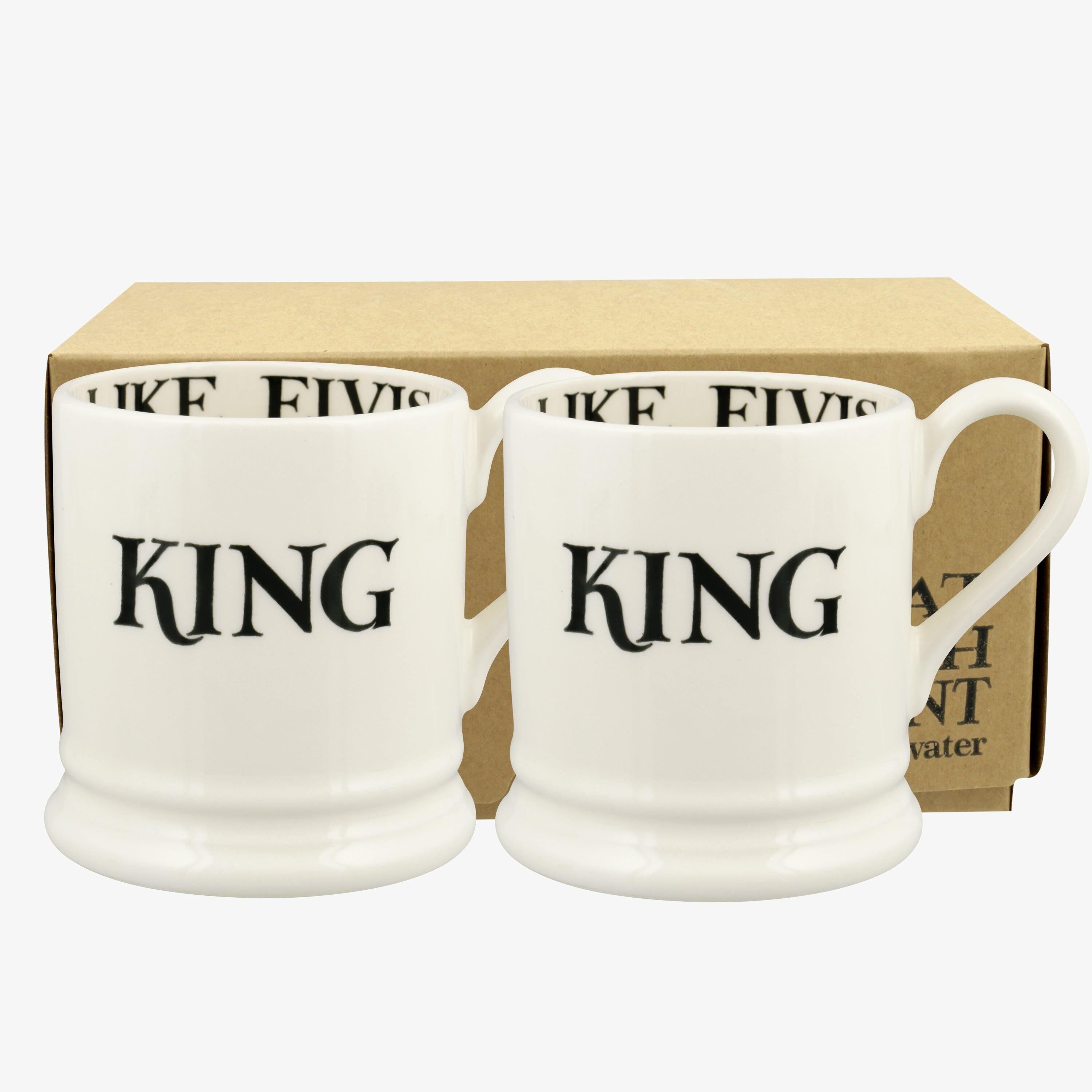 Emma Bridgewater  Black Toast King & King Set Of 2 1/2 Pint Mugs - Unique Handmade & Handpainted English Earthenware Tea/Coffee Mug