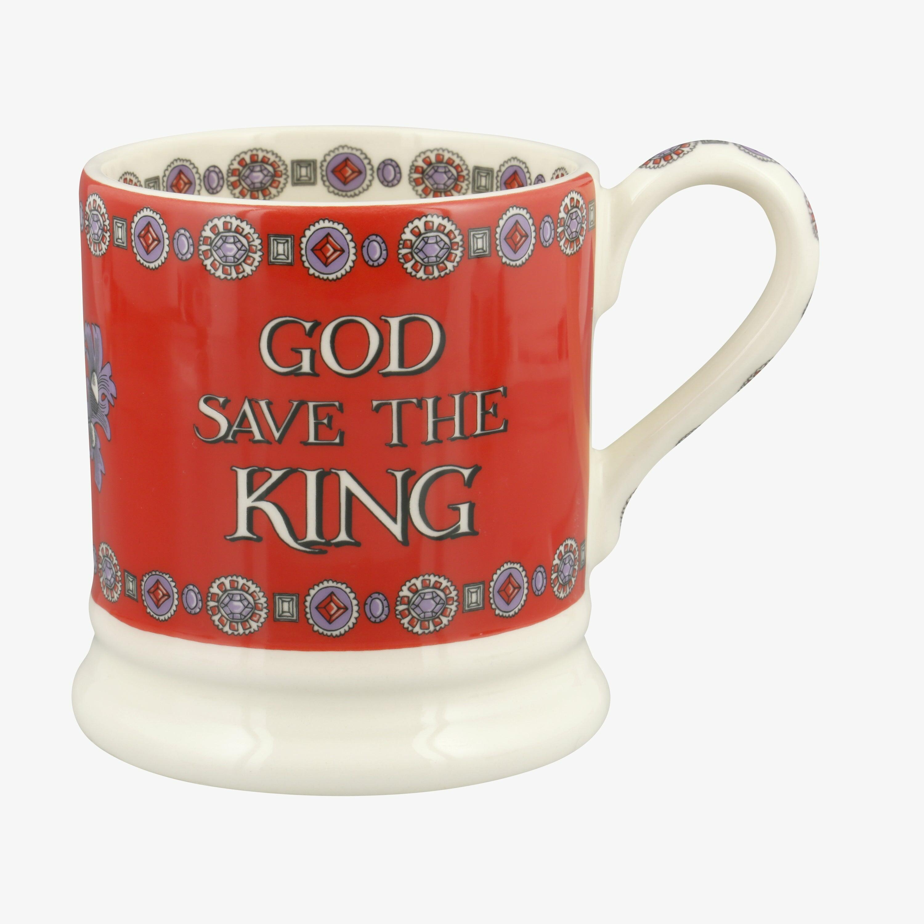 Emma Bridgewater  Seconds God Save The King 1/2 Pint Mug - Unique Handmade & Handpainted English Earthenware Tea/Coffee Mug