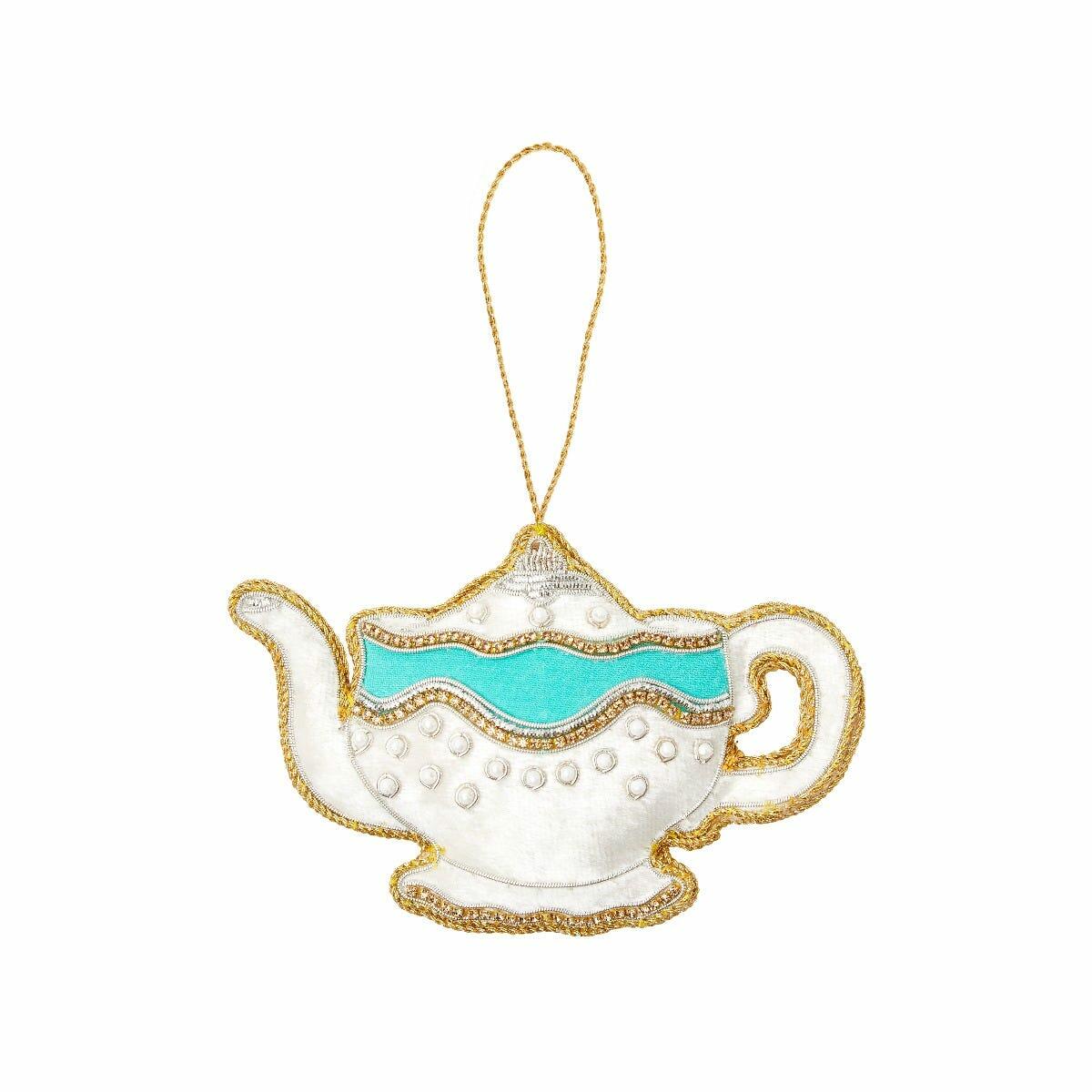 Teapot Embroidered Decoration, Fortnum & Mason