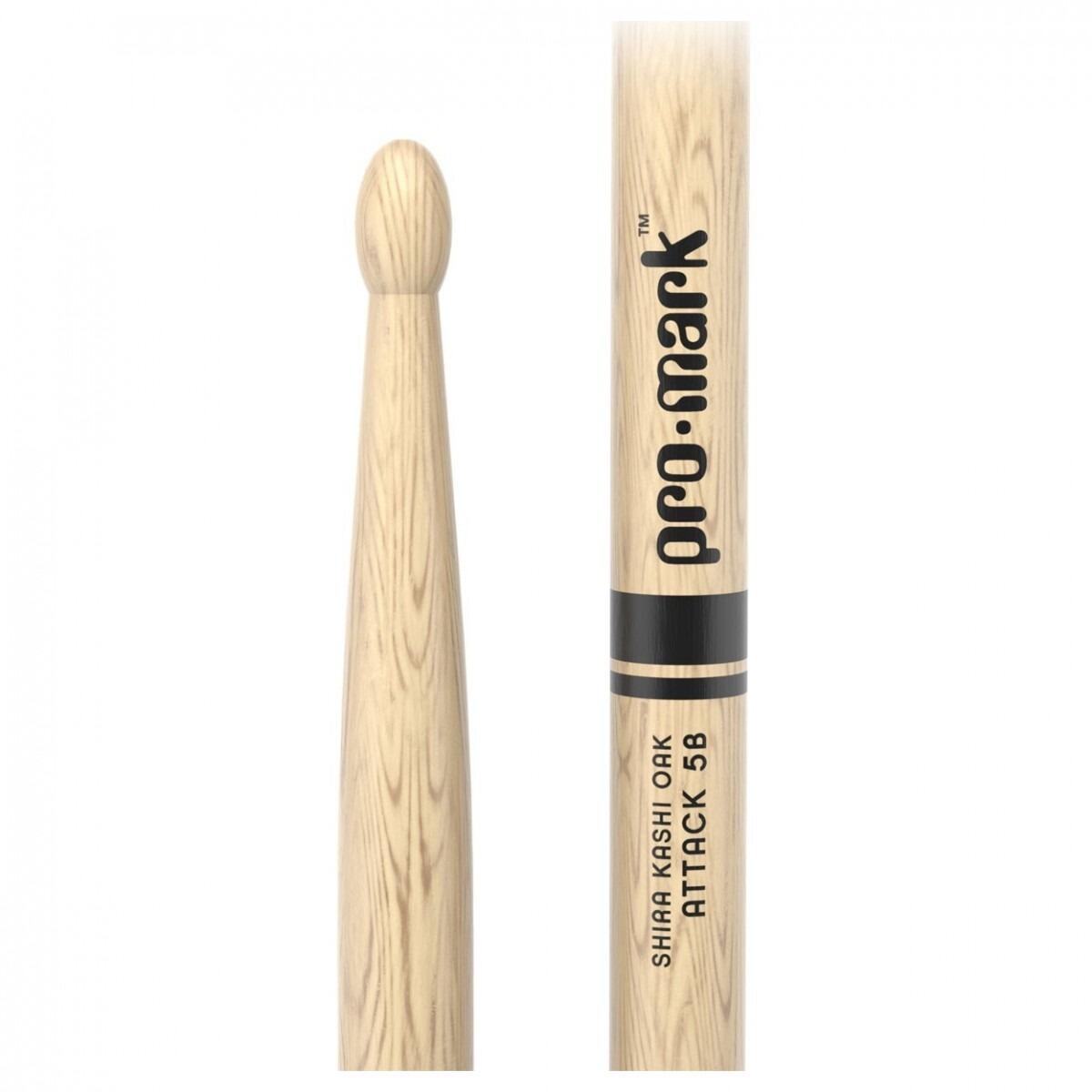 Prommark Promark - ProMark Classic Attack 5B Shira Kashi Oak Drumstick Oval Wood Tip