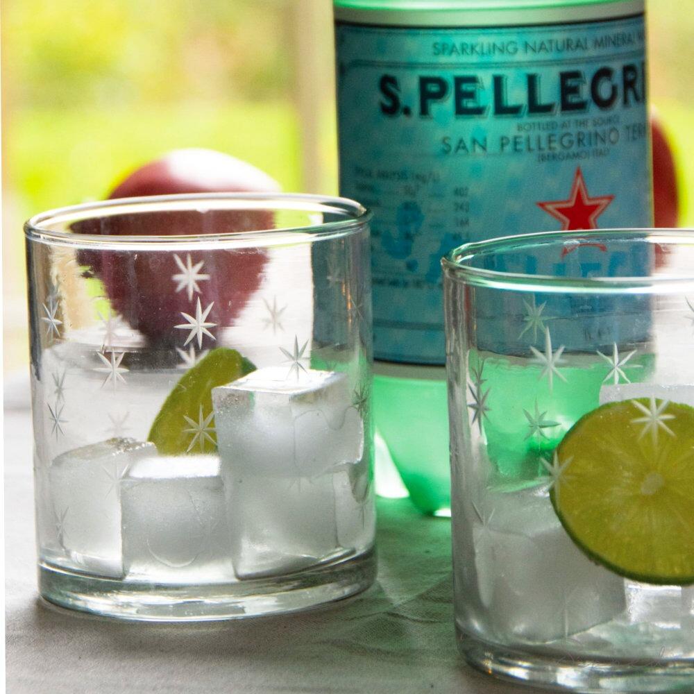 Sipped Water Tumbler With Etched Stars | Clear