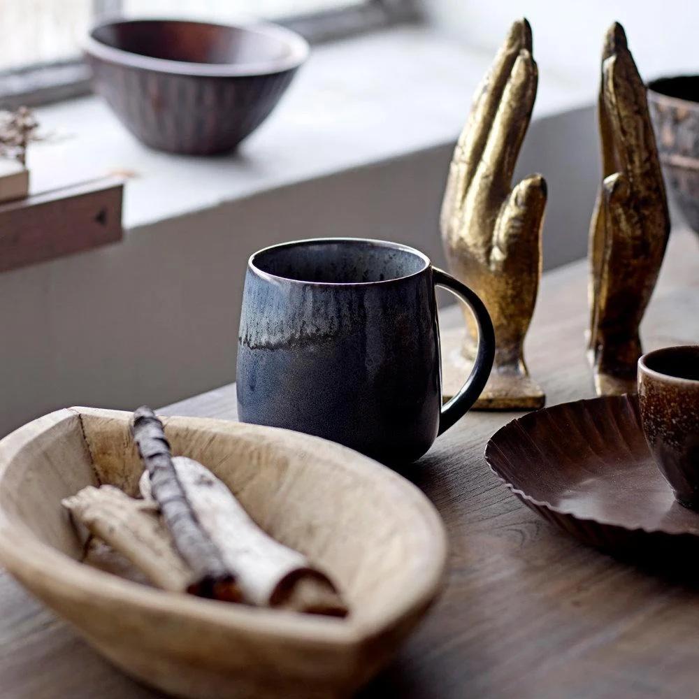 Bloomingville Cloe Stoneware Mugs | Charcoal & Green