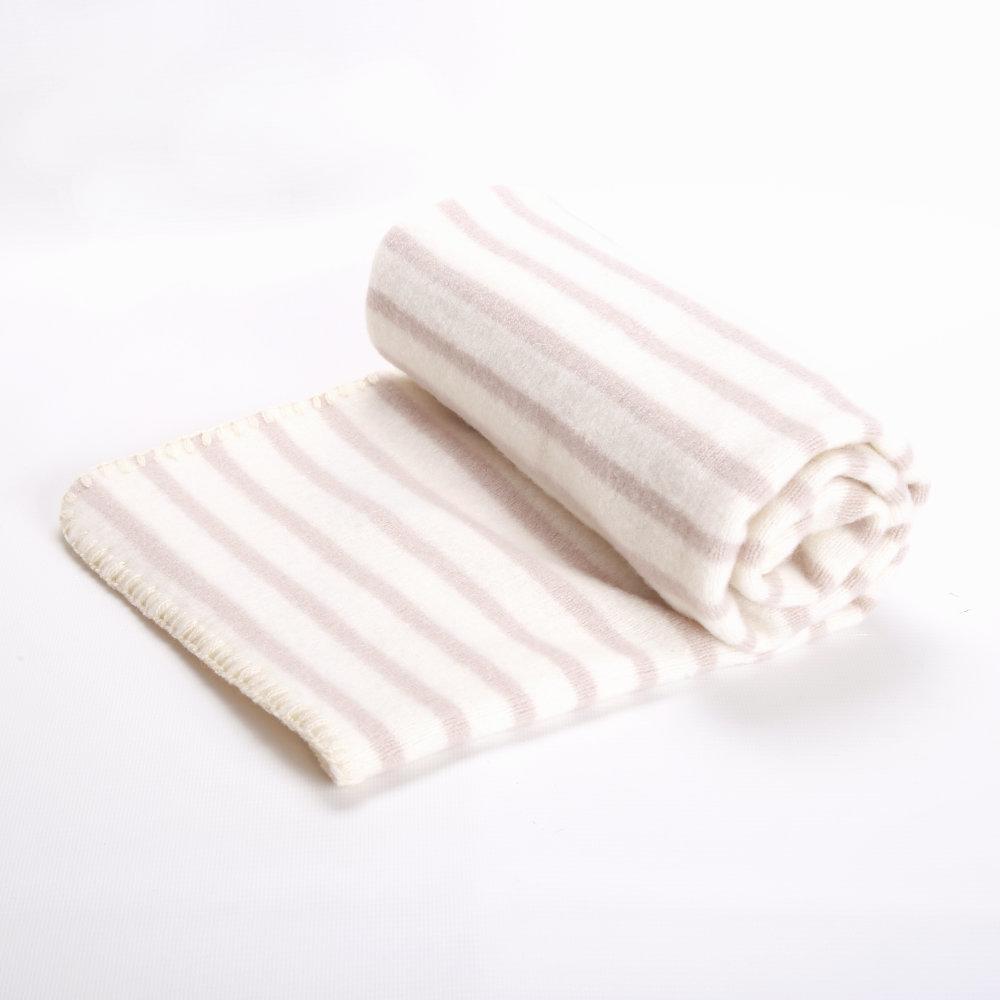 Breton Fawn Stripe Lambswool Baby Blanket rolled