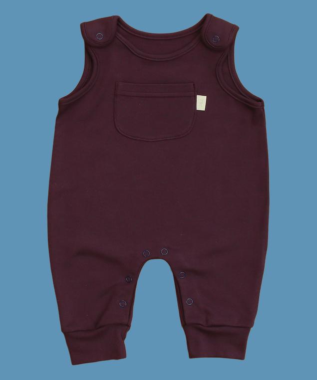Plum coloured dungaree in cotton for baby