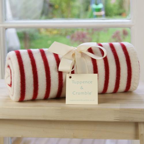 Breton Red Stripe Lambswool Baby Blanket