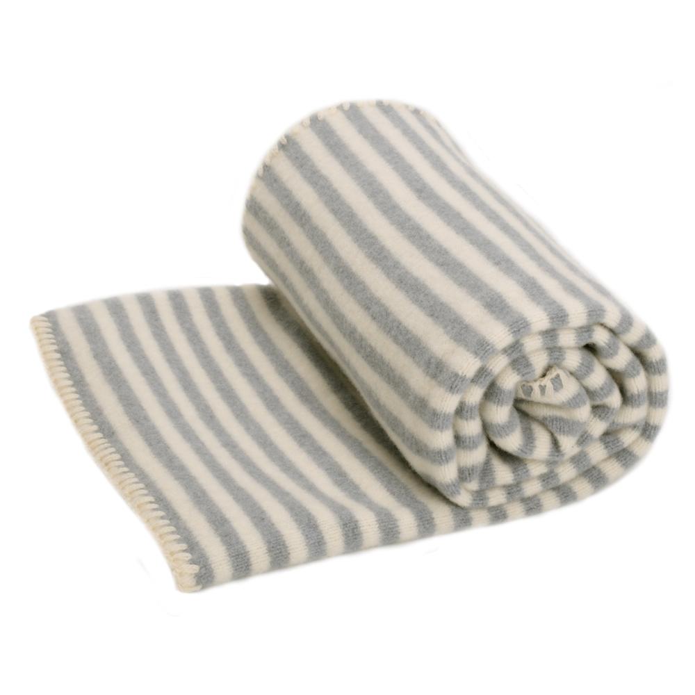 'Playtime' Lambswool Blanket Grey & Ecru Stripe