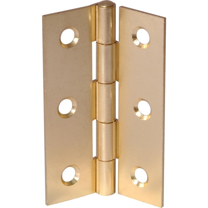 Brass plated but hinge on a white background
