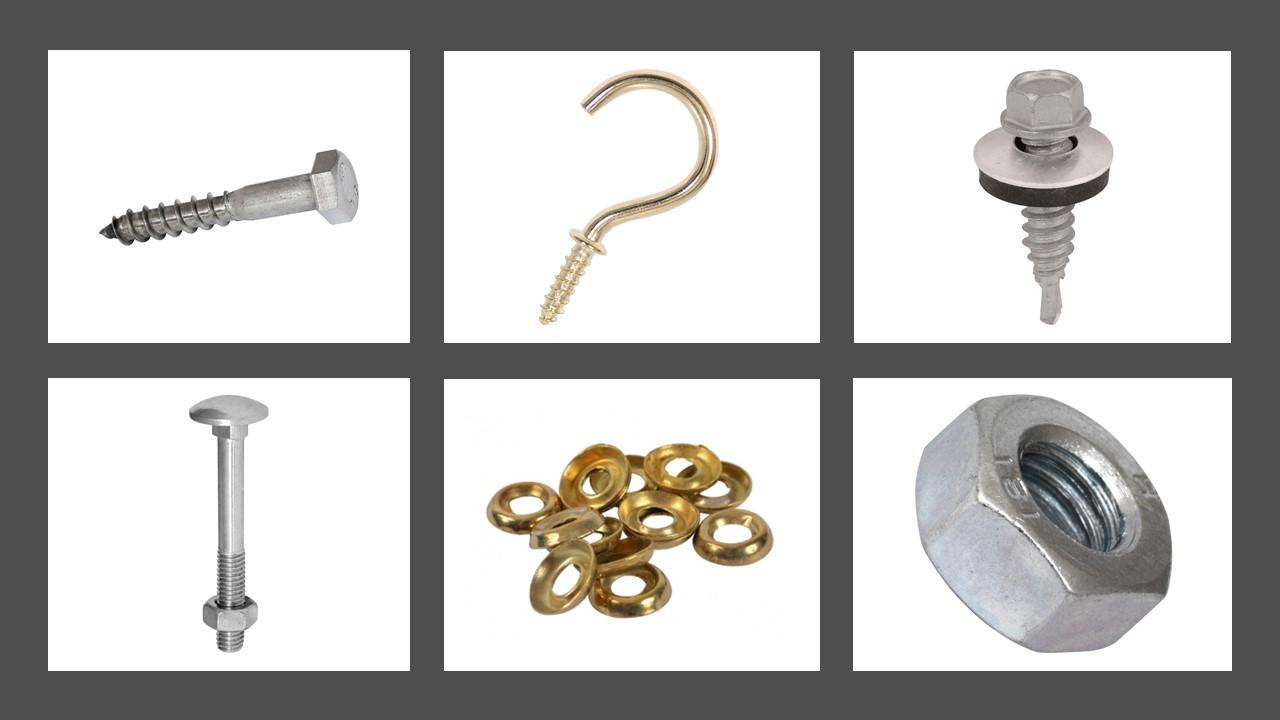 Group picture of bolts and screws and nuts