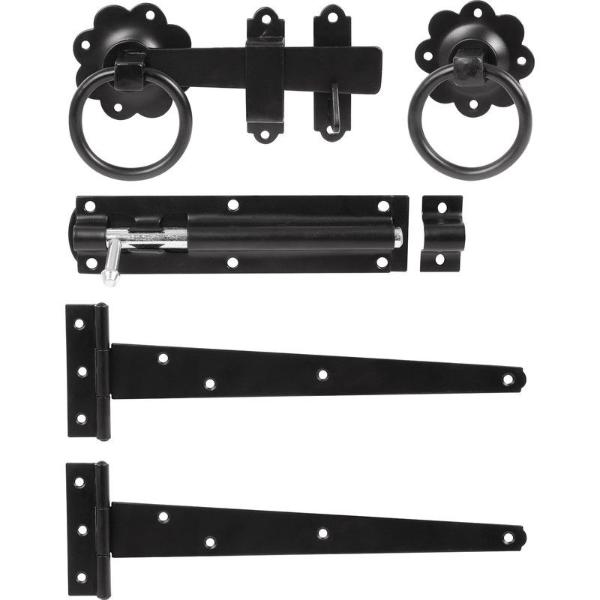 set of gate ring latch hinges and bolts