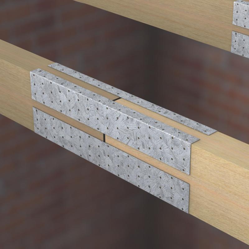 four splice plate holding two timbers together