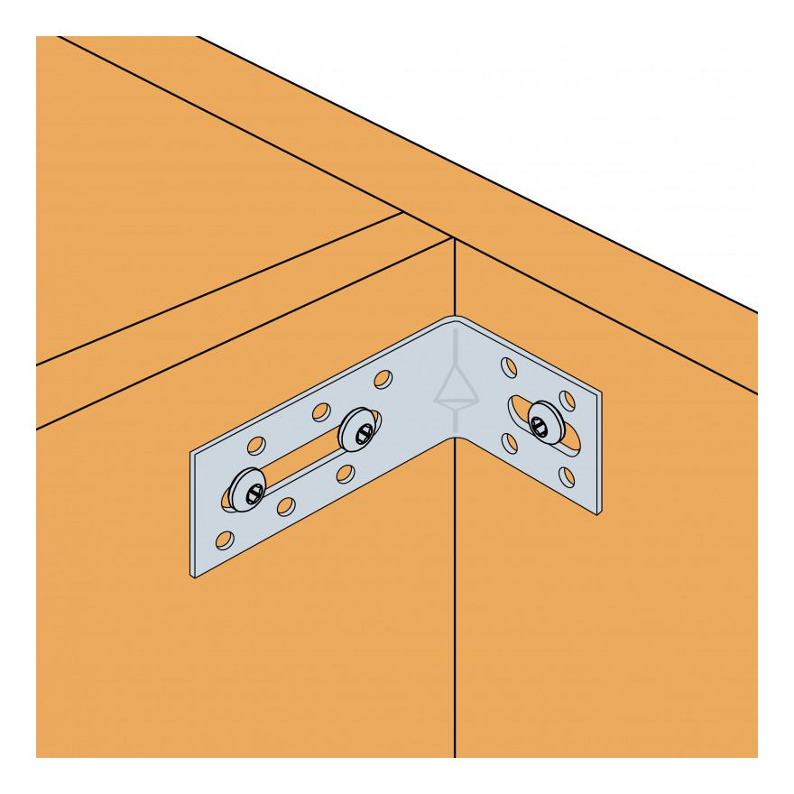 adjustable angle bracket in the corner of 2 pieces of wood