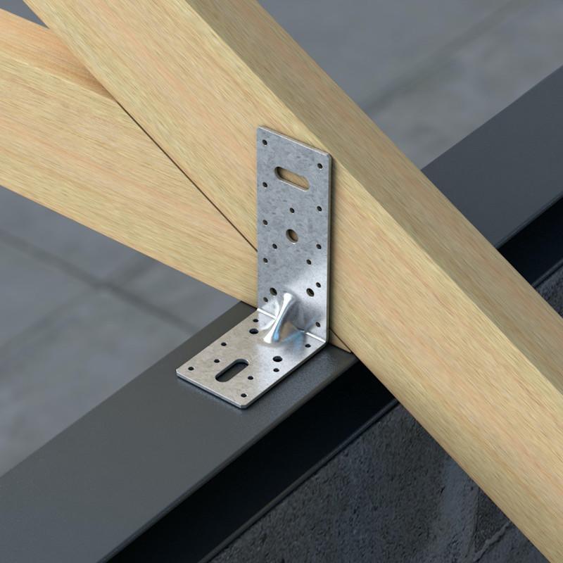 heavy duty angle bracket connecting timbers together