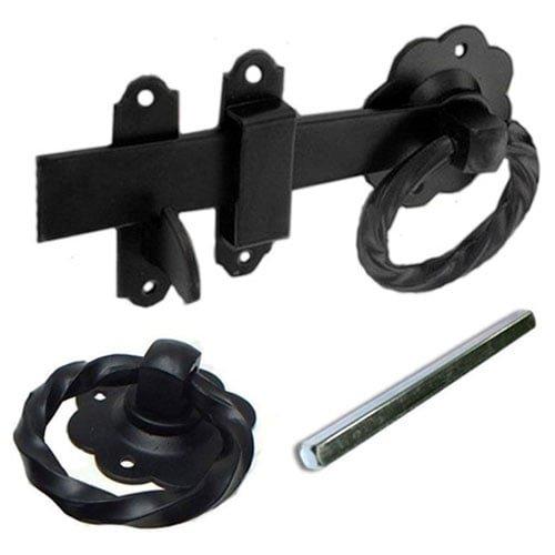 Black Twisted Ring Latch handle 6"