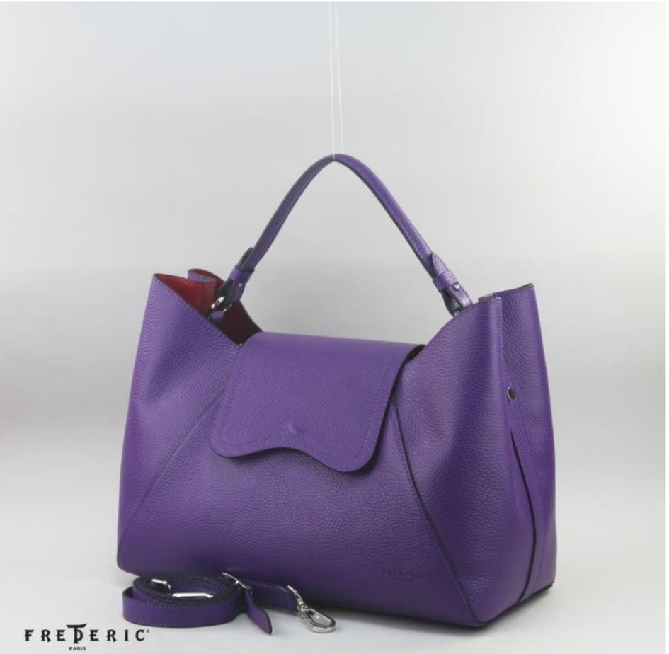 Large Leather Ladies Purple Handbag