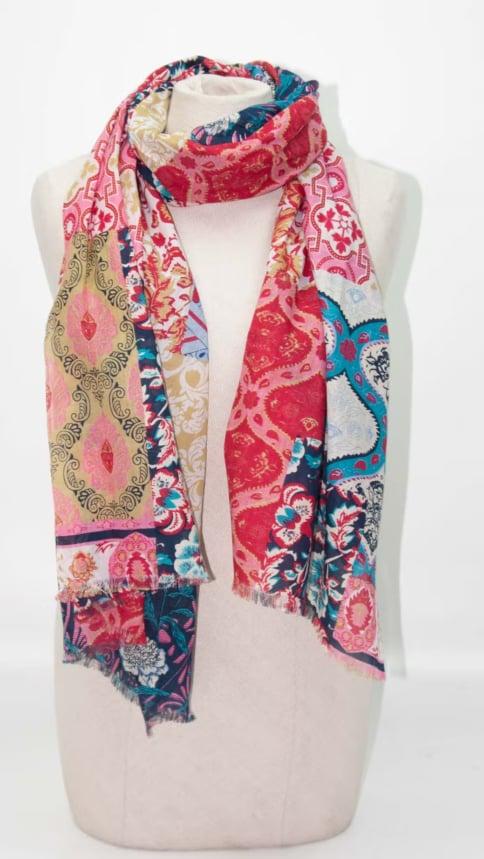 Cotton scarf Floral and ornaments