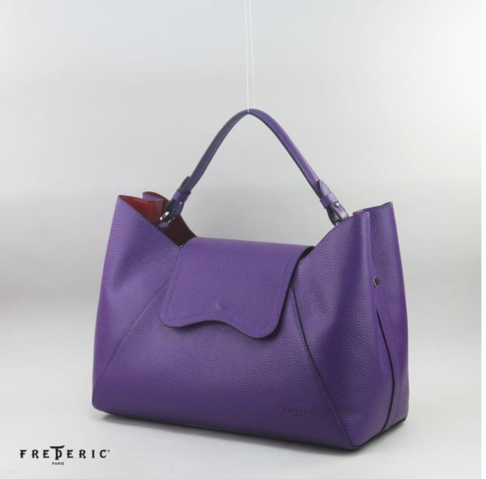 Large Leather Ladies Purple Handbag