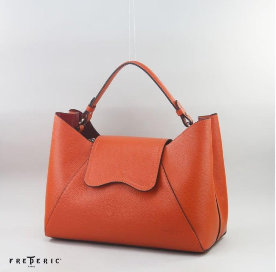 Large Leather Ladies Orange Handbag