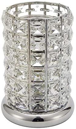 Cylinder shape Lamp & wax Melter with Clear square Shape glass pieces on the  Sides and chrome base.
