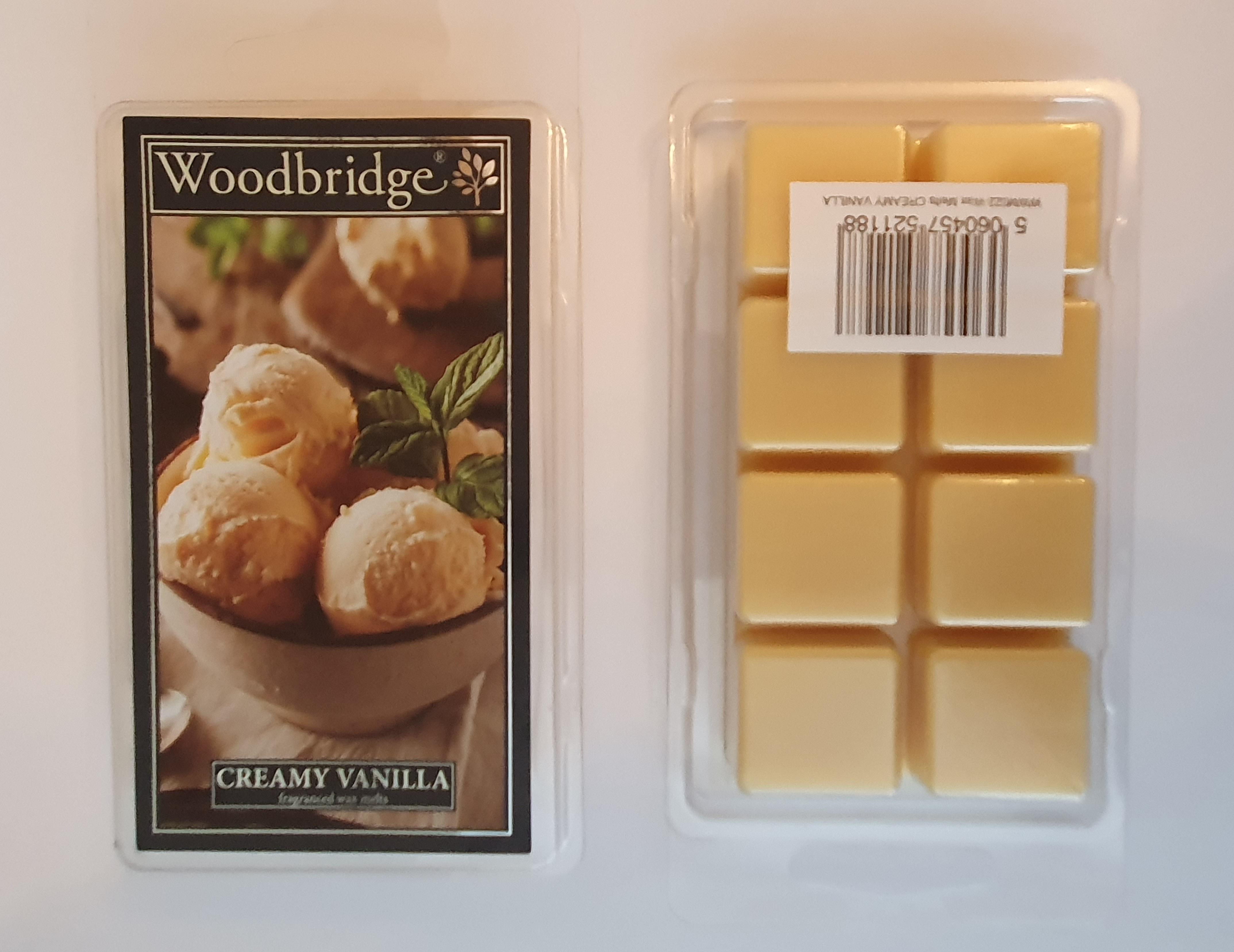 Front and back of vanilla wax melts in packaging