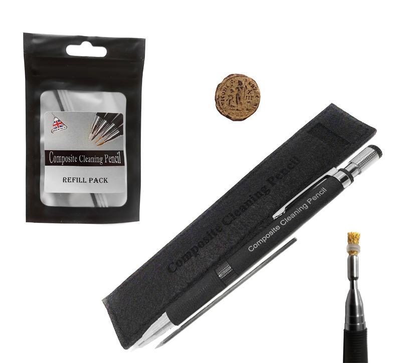Metal Detector - Complete Coin Cleaning and Restoration Kit, 5 Pencils  Brush Fixer