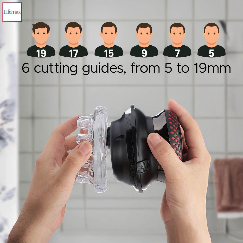 Home Barber Rechargeable Trimmer By Lifemax showing 6 cutting grades from 5 to 19mm
