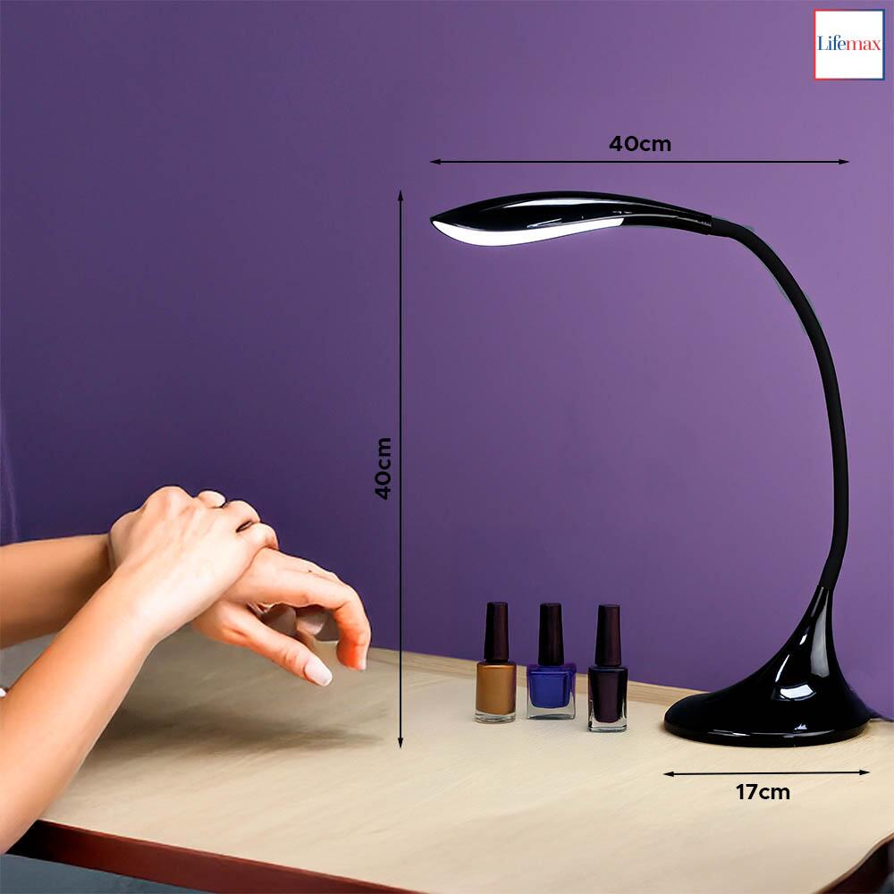 An image of lifemax Daylight LED Desk Light 1605D explaining the height, width and length of the product